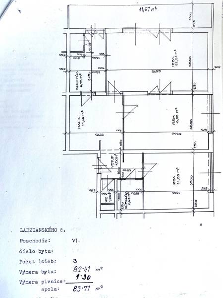 Predaj veľkorysý 3 izbový byt Ladzianskeho ulica BA III Kramáre